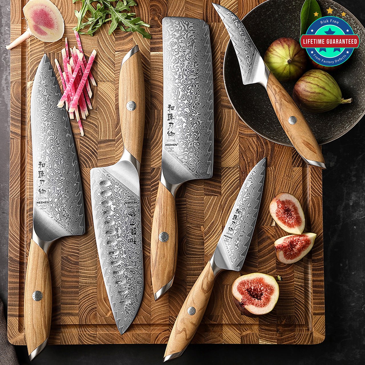 the gourmet line: damascus chef knife set