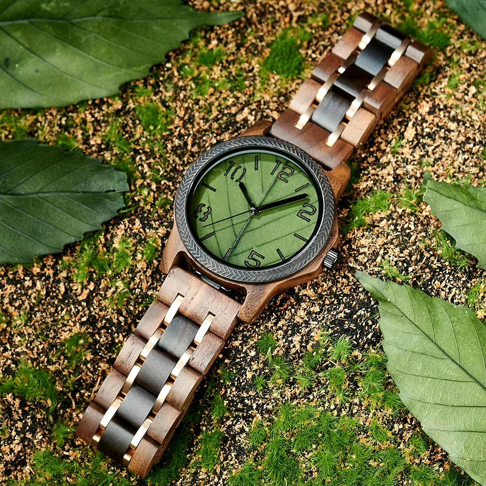 genuine leaf men's green dial watch