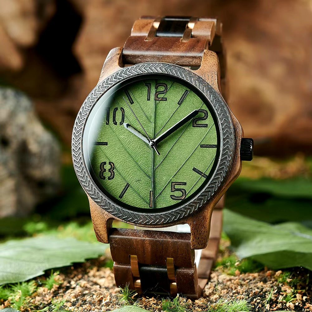 genuine leaf men's green dial watch