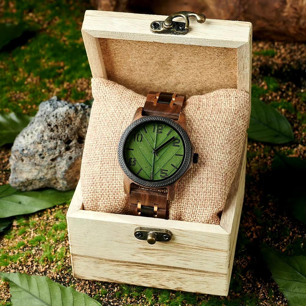 genuine leaf men's green dial watch