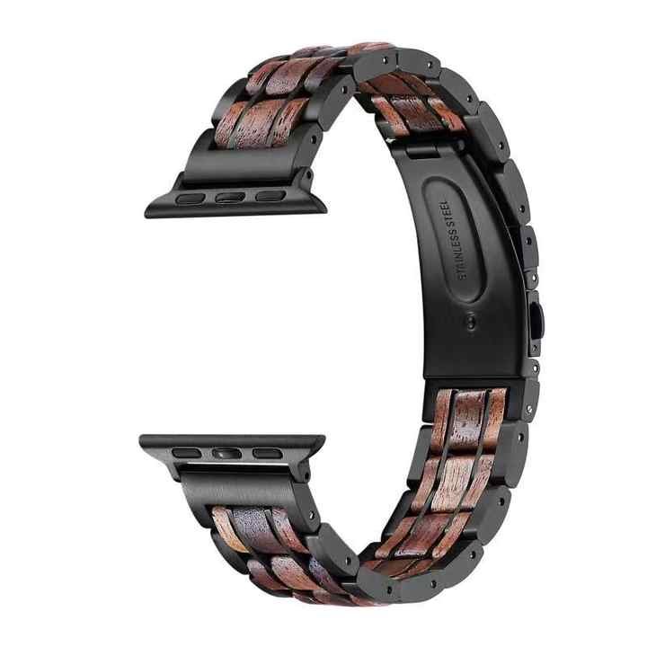 iwatch black + stainless steel watch strap for apple watch