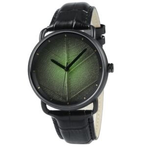 luxe real leaf dial leather watch for men