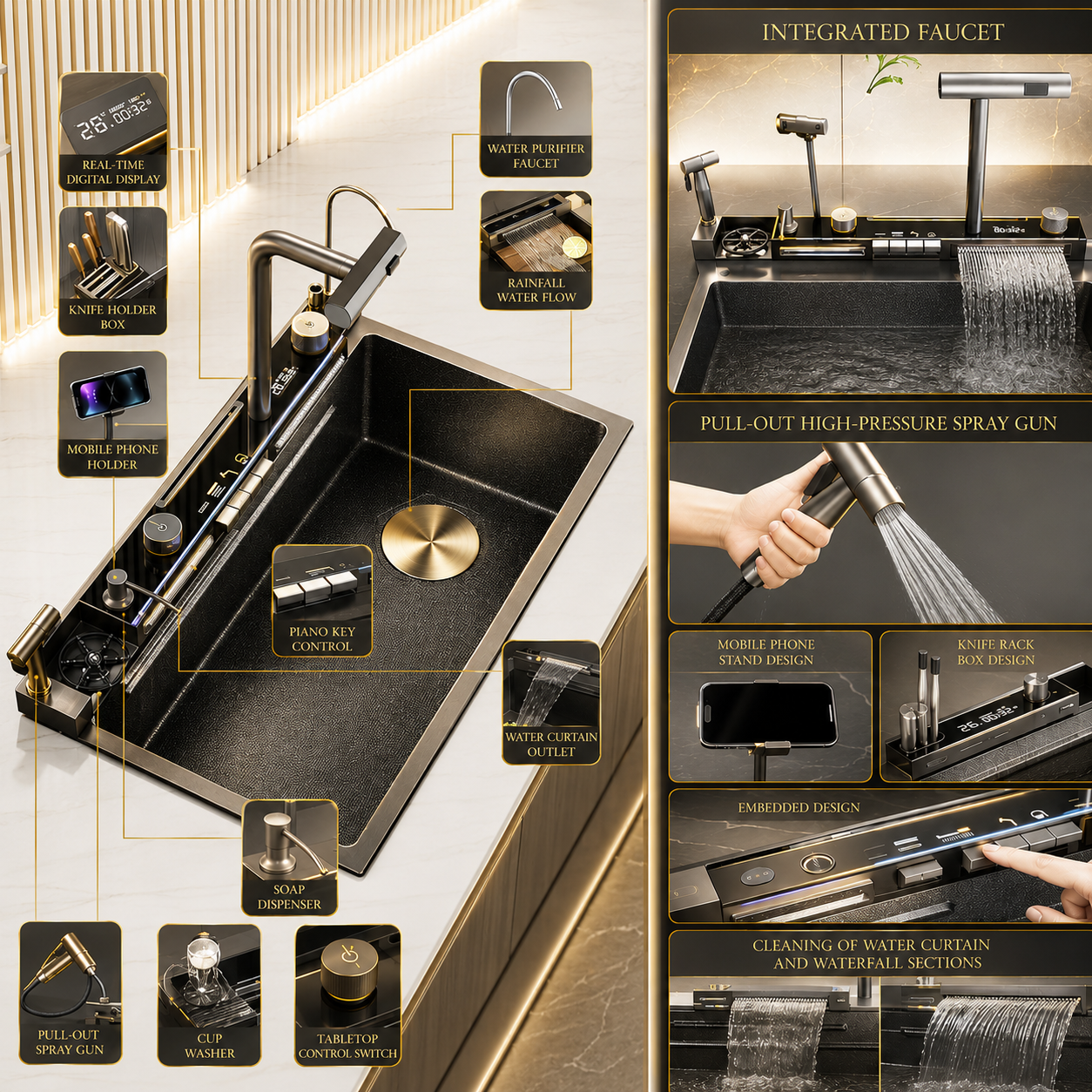 AwsomCrafts™ Smart Multifunction Waterfall Kitchen Sink - Image 13