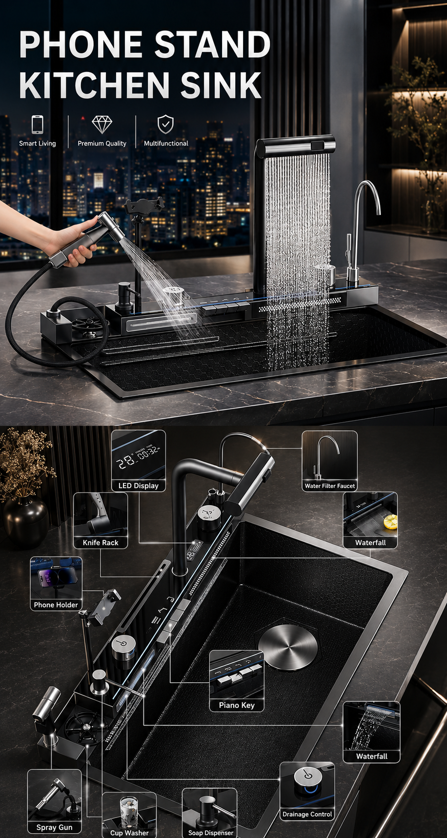 AwsomCrafts™ Smart Multifunction Waterfall Kitchen Sink - Image 10