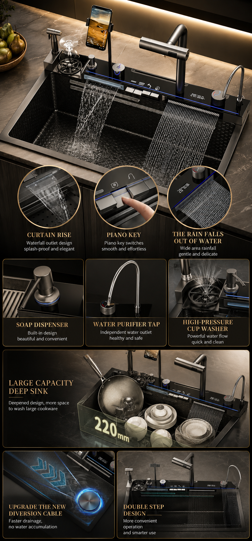 AwsomCrafts™ Smart Multifunction Waterfall Kitchen Sink - Image 12